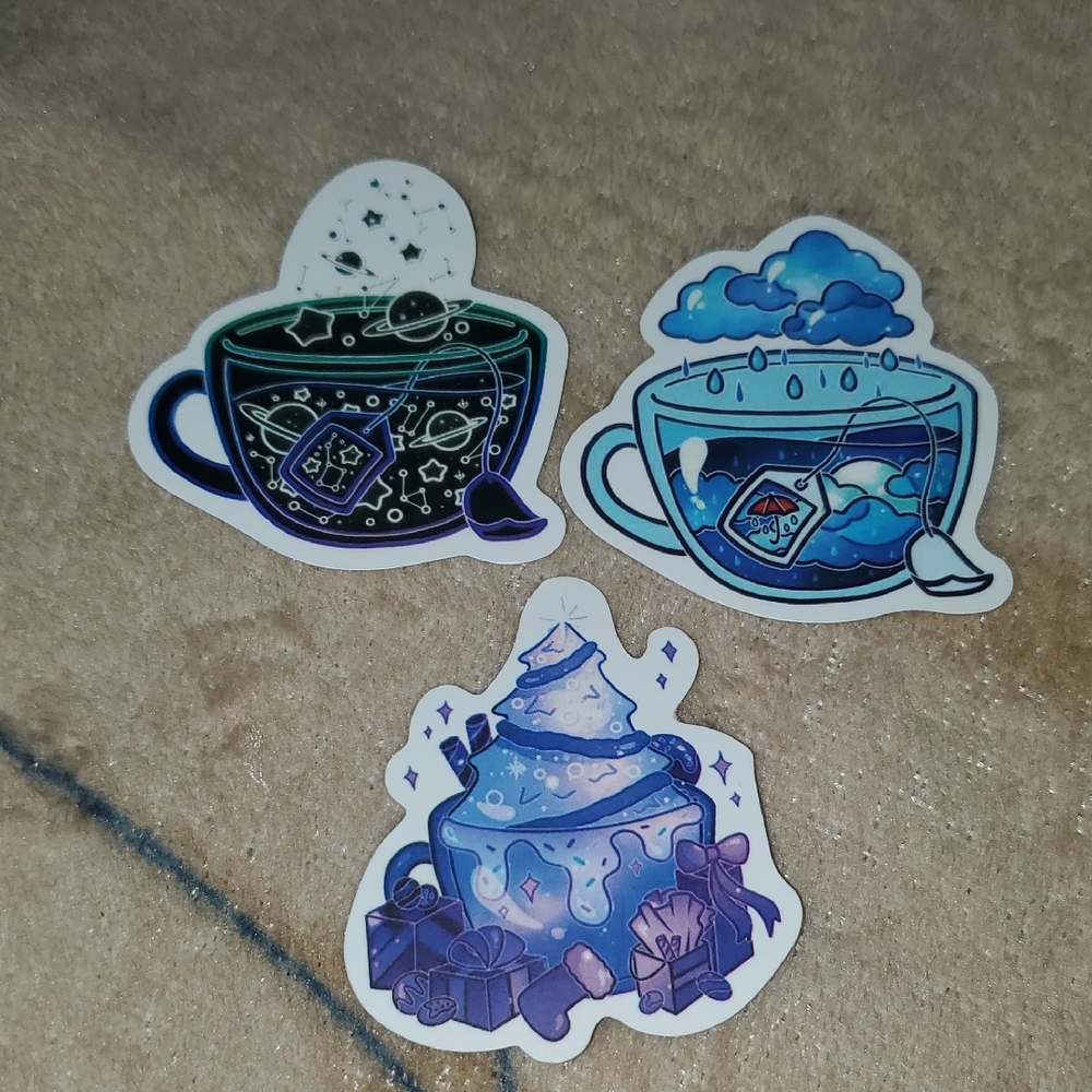 🌈FREE W/BUNDLE🌈 Set Of 3 Cosmic & Cloudy Coffee/Tea  Stickers